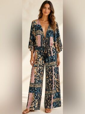 Jaase Australia Fern Willow Clay Floral Jumpsuit
